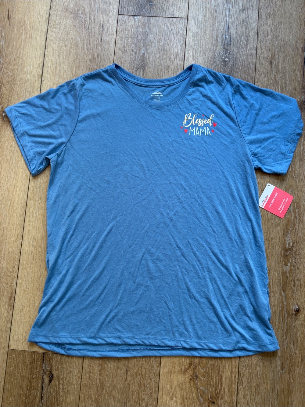 Woman’s Blessed Mama T Shirt Short Sleeve XL Blue